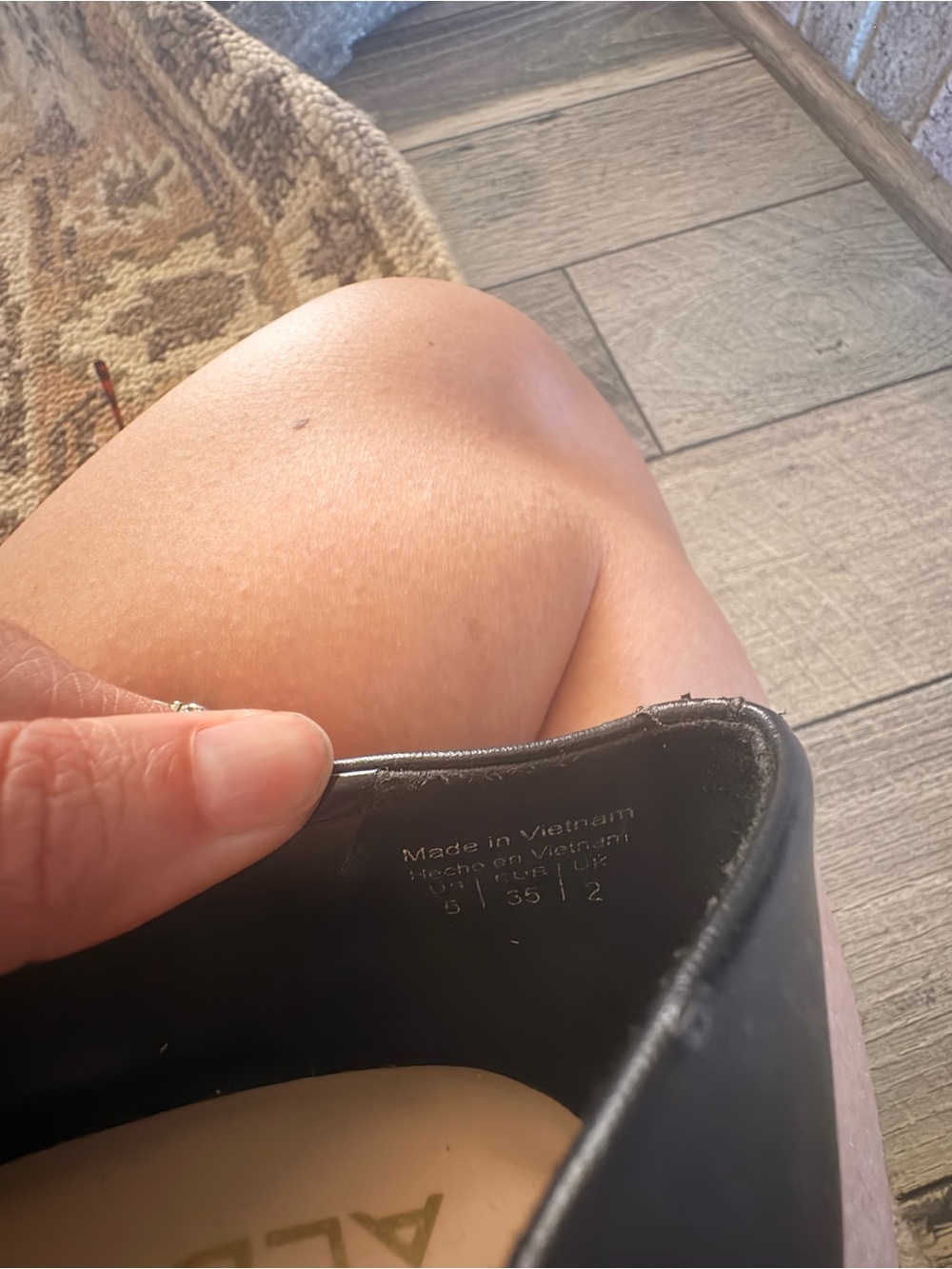 ALDO Black Leather Pointed-Toe Heels - Picture 8 of 9